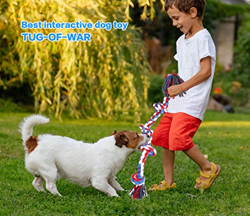Bmag Dog Rope Toys for Aggressive Chewers, Interactive Heavy Duty Dog Toys for Medium Large Dogs, Tough Twisted Rope Toy with 5 Knots (Red) - color: Red