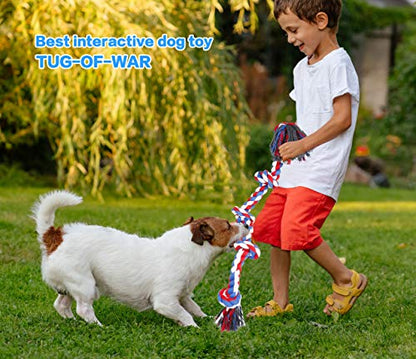 Bmag Dog Rope Toys for Aggressive Chewers, Interactive Heavy Duty Dog Toys for Medium Large Dogs, Tough Twisted Rope Toy with 5 Knots (Red) - color: Red