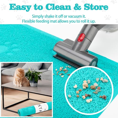 Darkyazi Cat Litter Box Mat for Floor Litter Trapping Mat Non-Slip Backing, Scatter Control, Easy Clean, Water Resistant, Soft on Paws (15.75" x 11.75",Lake Blue) - color: Lake Blue
