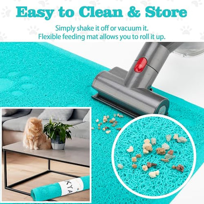 Darkyazi Cat Litter Box Mat for Floor Litter Trapping Mat Non-Slip Backing, Scatter Control, Easy Clean, Water Resistant, Soft on Paws (15.75" x 11.75",Lake Blue) - color: Lake Blue