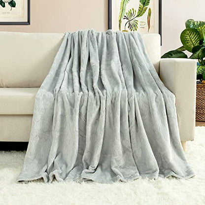 TOONOW Fleece Blanket Textured Fuzzy Plush Throw Blanket Twin Size 60" x 80", Super Soft Fluffy Bed Blanket Geometric Pattern Comfy Microfiber Flannel Blankets for Couch, Bed, Sofa, Mirage Gray - color: Mirage Gray, size: Twin- 60" x 80"