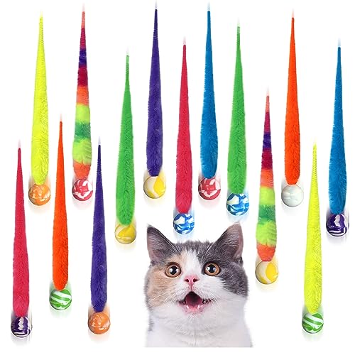 AcceLeah Cat Worm Toy Refills - Assorted Teaser Wand Toys with Bell (14 Pcs) - color: 14 Pcs
