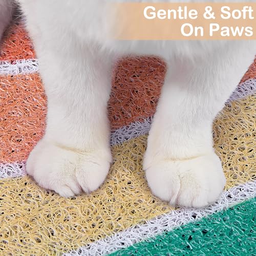 Cat Litter Mat Quality Litter Box Mat Large Non-Slip Cat Litter Mat Litter Trapping Mat Soft Kitty Litter Mat Compatible Two Litter Boxes Cat Products Easy to Clean,Orange,XL - color: Red, size: XL(40" x 30")