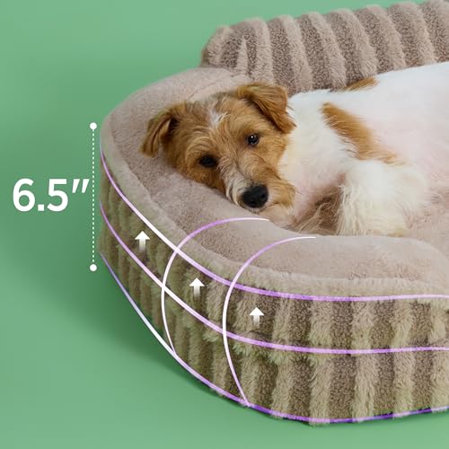 LE SURE Cute Dog Bed Medium Size Dog, Orthopedic Waterproof Medium Pet Beds with Sides, High Back Non-Slip Bottom and Egg-Crate Foam Pet Couch Sofa with Washable Removable Cover, Hazel - color: Hazel, size: 28.0"l X 23.0"w X 6.5"th