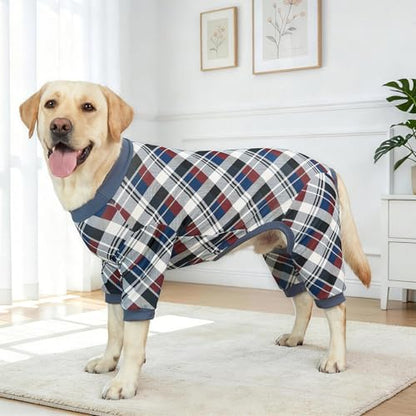 XPUDAC 4 Pack Dog Pajamas for Large Dogs Cats Plaid Doggie Clothes Puppy Onesies Christmas Pajamas Jumpsuits Pet Pjs Shirt Apparel 4X-Large, Red Green Beige Grey - size: 4X-Large(Chest-28.7" Back-21.7" Neck-18.5")