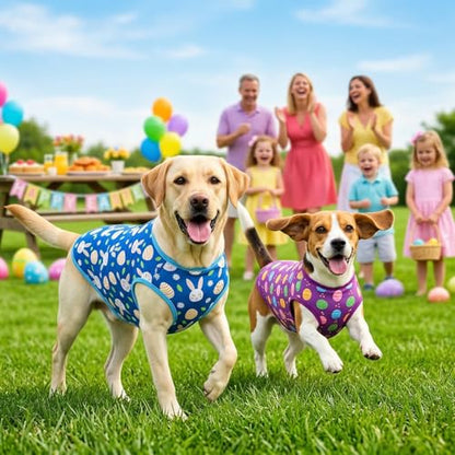 4-Pack Easter Dog Tank Tops Spring Summer Colorful Sleeveless Pet Apparel Rabbit & Easter Egg Patterns Outfits Puppy Vest for Small Medium Large Dogs S - size: Small
