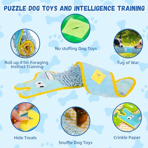 WUGO Dog Interactive Puzzle Toys Dog Toy Plushie Enrichment Crinkle Paper Crinkle Snuffle Treat Dispensing Smart Pet Toys Puppy Fun to Keep Them Busy