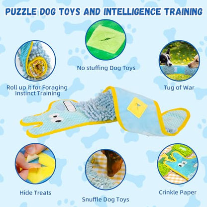 WUGO Dog Interactive Puzzle Toys Dog Toy Plushie Enrichment Crinkle Paper Crinkle Snuffle Treat Dispensing Smart Pet Toys Puppy Fun to Keep Them Busy