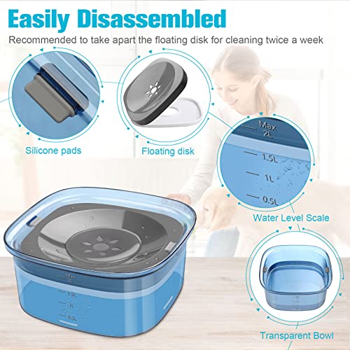 UPSKY 70oz Dog Water Bowl 2L No Spill Dog Bowls Large Capacity Spill Proof Slow Water Feeder, No Splash Dog Bowl Pet Water Dispenser Vehicle Carried Travel Slow Drinking Bowls for Messy Drinkers, Cats - color: D-Blue, size: 2 L