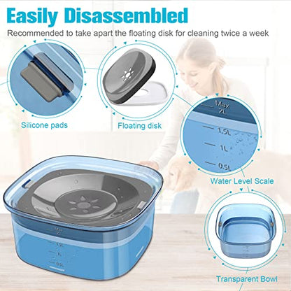 UPSKY 70oz Dog Water Bowl 2L No Spill Dog Bowls Large Capacity Spill Proof Slow Water Feeder, No Splash Dog Bowl Pet Water Dispenser Vehicle Carried Travel Slow Drinking Bowls for Messy Drinkers, Cats - color: D-Blue, size: 2 L