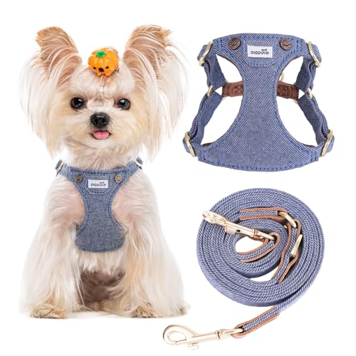 No Pull xs Dog Harness with Multifunction Dog Leash,Soft Adjustable No Choke Escape Proof Pet Harness Vest,Denim Light Blue,XXS - color: Pocket-Light Blue, size: XXS