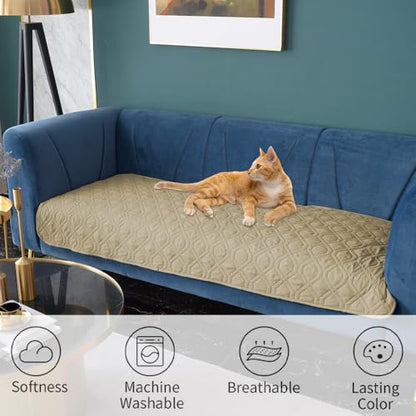 Ameritex Waterproof Dog Bed Cover Pet Blanket for Furniture Bed Couch Sofa Reversible - color: Beige+khaki, size: 30x53 Inch (Pack of 1)