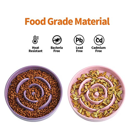8.66 in Purple Dog Bowl Ceramic Slow Feeder for Medium Large Dogs,Elevated/Raised Slow Feeding Dog Food Water Dish Heavy Weighted,Puppy Bowl for Fast Eaters,Puzzle Eating Bowl Maze - color: Purple Slow Feeder Elevated