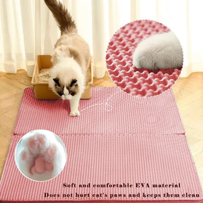 HCY&WLD Cat Litter Mat, Honeycomb Double Layer Cat Litter Trapping Mat, Waterproof Urine Proof Non-Slip, Scatter Control, Less Waste, Easier to Clean (Pink, 30" X 22") - color: Pink