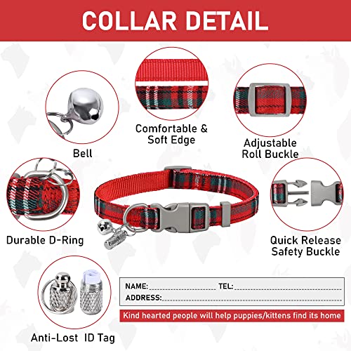 Small Dog Harness Collar and Leash Set, Step in No Chock No Pull Soft Mesh Adjustable Dog Vest Harnesses Plaid Reflective for Dogs Puppy Cats Kitten Rabbit (Red, XXXS) - color: Red, size: XXXS