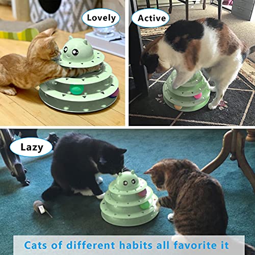 UPSKY Cat Toy Roller 3-Level Turntable Cat Toy Balls with Six Colorful Balls Interactive Kitten Fun Mental Physical Exercise Puzzle Toys - color: Fruit Green