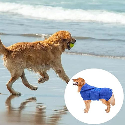 Geyecete Dog Drying Coat with Hood - Pineapple Grid Fast Drying - Blue - XL - color: Blue(Pineapple grid Hood), size: X-Large