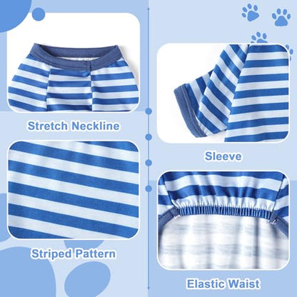 Dog Pajamas, Stretchy Puppy Jammies Onesie, Comfy Doggie Striped Pjs, Lightweight Soft Puppy Outfit, Dogs Clothes for Small Size Girl Boy(Blue,S) - color: Blue, size: Small (Chest 14.2 in)