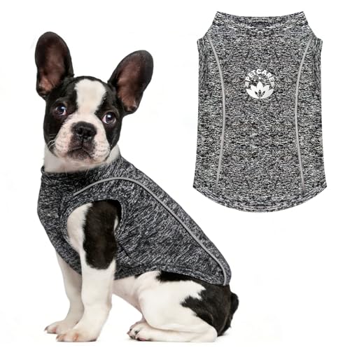 PETCARE Sun Protection Dog Shirts for Small Dogs Quick Dry Soft Stretchy Dog T-Shirts with Reflective Label Tank Top Sleeveless Vest Pet Clothes, Athletic Fabric, Black, XS (Chest 13" Length 9.8") - color: Black, size: XS ( Suggest 2-5 lbs)