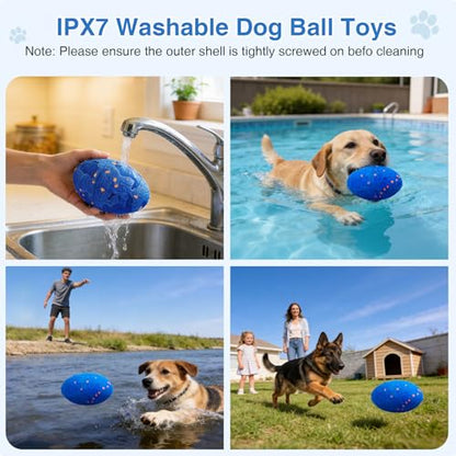Interactive Dog Toy Balls, Pet Ball Toys Automatic Moving Bouncing and Rotating, Solid E-TPU Material, IPX7 Waterproof Active Rolling Balls for Small, Medium and Large Dogs(Vbleu) - color: Blue, size: Oval