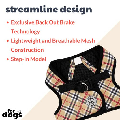 Huxley & Kent Hudson Walking & Training Harness - High Street Plaid (Extra-Large, 35-50lbs) - Easy Control Step-in Mesh Vest Harness with Reflective Strips for Safety - H&K - color: High Street Plaid, size: Extra-Large