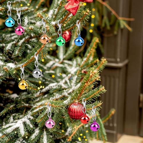 COMNICO 10 pcs Pet Bells for Dog Cat Collar, Metal Round Collar Charms Loud Crisp Sound with Clasps, Kitten Small Animal Pendant Accessories, Christmas Decoration Jingle Bell(Colourful)