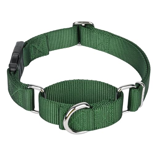 Martingale Collar for Dogs with Quick Release Buckle, Heavy-Duty Solid Color Nylon Training Collars - Adjustable No-Slip Design for Medium & Large Dog - color: Forest Green, size: M【15—17.75in】