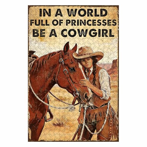 500 Pieces Jigsaw Puzzles for Adults, in A World Full of Princesses Be A Cowgirl Art Puzzle, Stress Relief Logical Thinking Brain Teaser Puzzle 20.4x15 Inch - color: Wooden Puzzle10, size: 500 Piece pcs