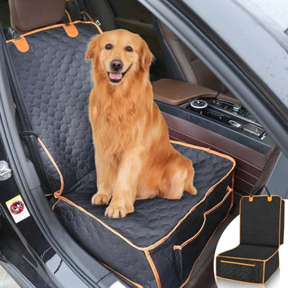 1 Pack Front Seat Car Cover, Waterproof Dog Car Seat Cover, Non-Slip & Scratch-Proof, Pet Car Seat Protector with Side Flaps and Storage Pocket, Car Seat Cover for Most Cars, Trucks and SUVs - size: Pack of 1