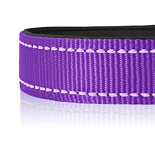 HEELE Dog Collar, Reflective Dog Collar, Soft Neoprene Padded Breathable Nylon Pet Collar Adjustable for Small Dogs, Purple, S(10.23-14.96") - color: Purple, size: Small (10.23-14.96")