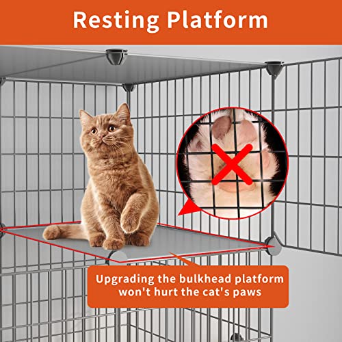 Oneluck Large Cat Cage with Litter Box, 4-Tier DIY Enclosures Detachable Metal Wire Kennel Indoor Crate Large Exercise Place Ideal for 1-2 Cats (41.3" L x 17.8" W x 55.1" H)