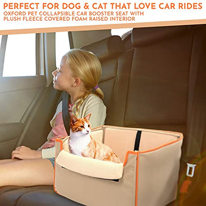 CO-PILOT Dog Car Seat, Foldable Dog Booster Seat for Small Dogs, Dog Car Harness