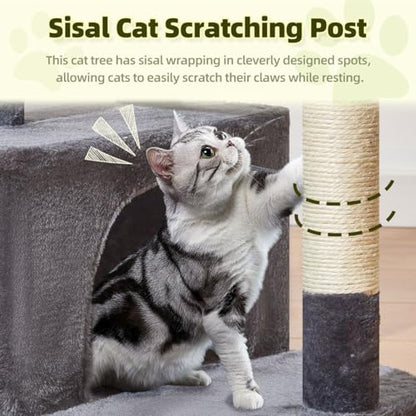 Taoqimiao MS043G Cat Tree, 32.2-Inch Cat Tower for Indoors Cats, Cat Condo with Large Cat Perch, Spacious Cat Cave, Scratching Posts for Small and Medium Cats, Smoky Gray - color: Smoky Gray