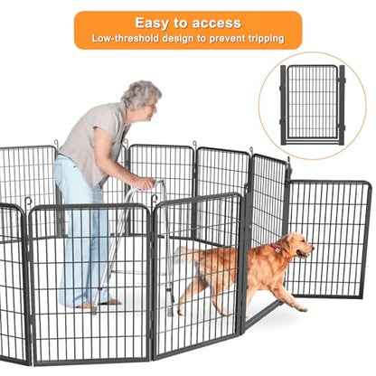 Low Threshold Dog Playpens Fence Indoor, 40 inch 24 Panels Heavy Duty Metal Outdoor Pet Playpen for Large/Medium/Small Dogs, Tall Dog Play Exercise Pens Outside - color: 24 Panels-40 Inch