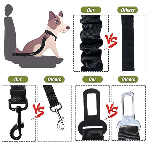 Dog Seat Belt,3 Piece Set Retractable Dog Car Adjustable Seatbelts for Vehicle Nylon Pet Safety Heavy Duty & Elastic & Durable Car Harness for Dogs - color: Set 11-Black+Light Green
