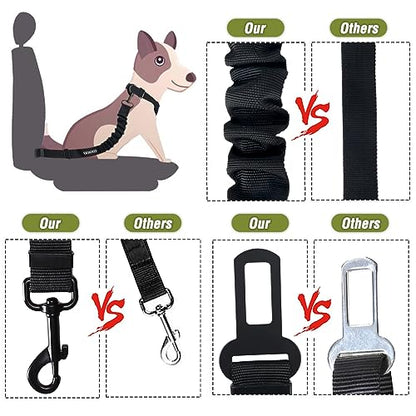 Dog Seat Belt,3 Piece Set Retractable Dog Car Adjustable Seatbelts for Vehicle Nylon Pet Safety Heavy Duty & Elastic & Durable Car Harness for Dogs - color: Set 11-Black+Light Green