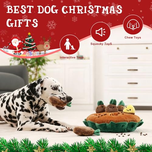 Skylety 7 Pcs Interactive Dog Toys Set, Snuffle Mat for Dogs, Treat Hiding Puzzle and Squeaky Plush, Sweet Potato Dog Toys for Small Medium Dogs, Training and Boredom Relief Plaything - style: Sweet Potato