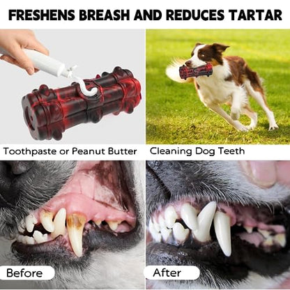 Indestructible Chew Toy for Aggressive Large Medium Breed Dogs - Squeaky, Interactive, Tough Durable Toothbrush for Dog Birthday - color: ZD Redblack