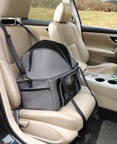 BurgeonNest Top-Expandable Large Cat Carrier, Soft Sided Cat Bag Carrier for Medium Large Pet Up to 15 lbs, Upgraded Small Dog Car Seat, Puppy Travel Bag with Semi-Open Canopy - size: Medium