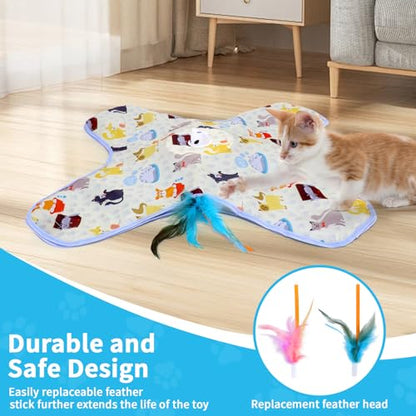 DFQ Interactive Cat Toy for Indoor Cats, Rechargeable Touch-Activated Moving Feather Wand with Concealed Motion, Play Toy for Kittens and Adult Cats (Yellow) - color: Yellow