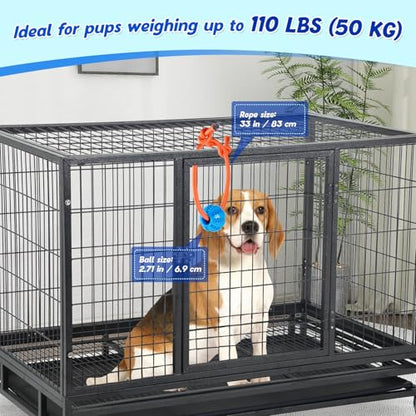 Engaging Chew Toys for Dogs - Puppy Crate Training Aids, Puzzle Treat Dispenser with Rope Ball for Reducing Stress and Anxiety, Compatible with Peanut Butter Treats (Blue) - color: Blue