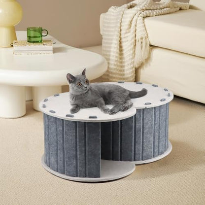 Peekaboo Cat Cave Felt Cat Hideaway Round Cat Donut Tunnel Bed Foldable Pet House for Multiple Cats