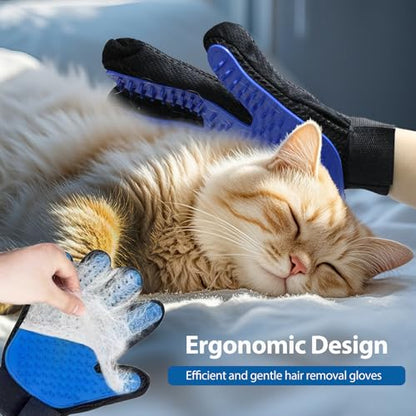 NVNAN 5 Piece Dog Grooming Brush Set with Grooming Gloves, Deshedding Comb & Massage Bath Brush | Dog Shampoo Brush - Multifunctional Pet Hair Removal Tools for Shedding, Bathing, Brushing (Blue) - color: Blue-4