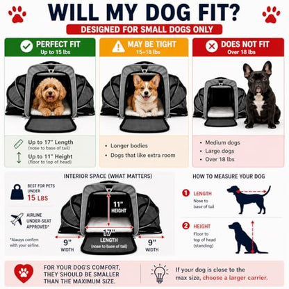 Ruff Life 101 Airline Approved Expandable Premium Pet Carrier on Wheels- Two Sided Expandable Rolling Carrier- Designed for Dogs & Cats- Extra Spacious Soft Lined Carrier! (Grey) - color: GREY