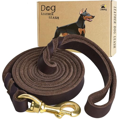Leather Dog Leash 5ft x 3/4 inch, Heavy Duty Leather Braided Dog Training Leash, Strong and Comfortable Leashes for Large, Medium, Small Dogs - color: Brown, size: 5 ft x 3/4 inch