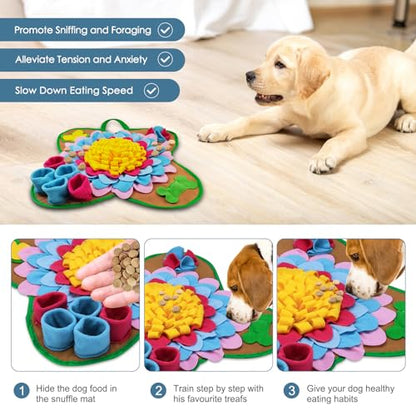 Snuffle Mat for Dogs, 20''*20'' Interactive Foraging Puzzle Blanket, Dog Feeding Mat with Non-Slip Bottom, Foldable Pet Snuffle Mat for Sniffing, Slow Feeding and Stress Release
