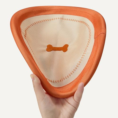 Amazon Basics Dog Flying Disc, Interactive Dog Toys for Fetch, Durable Water Floating, Soft Flexible Design, 2-Pack, 9.53 Inch, Beige/Orange - size: 2 Pack