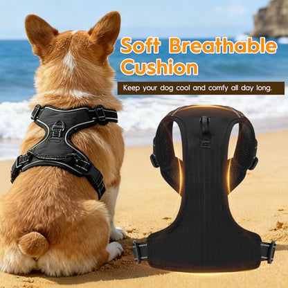 No Pull Dog Harness, No Chock Reflective Adjustable Soft Padded Pet Vest with Easy Control Handle, Easy Wearing with Stylish, Reinforced Knot, 2 Buckles - color: Black, size: X-Small