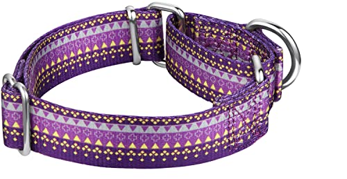 Martingale Dog Collar Dark Purple, Neck 11"-15.5", Wide :1", Soft Durable No Pull Anti-Escape Pet Collar for Small Dogs - color: Dark Purple, size: Small/Medium: 11"-15.5", 1" Wide