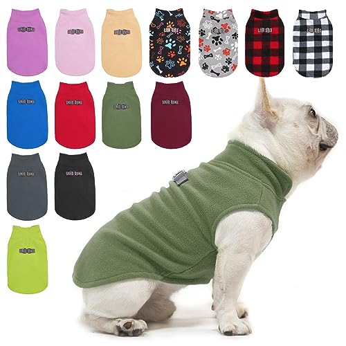 BEAUTYZOO Dog Fleece Vest Sweater Winter Jacket for Small and Medium Dogs with D-Ring Leash Cold Weather Coat Hoodie for XS S M Dogs Boy or Girls - color: ARMY GREEN, size: Small